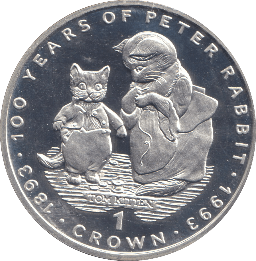 1993 SILVER PROOF ONE CROWN GIBRALTAR TOM KITTEN - SILVER WORLD COINS - Cambridgeshire Coins