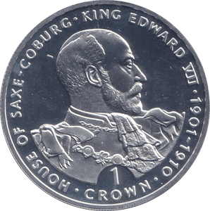 1993 SILVER PROOF ONE CROWN KING EDWARD VII - SILVER WORLD COINS - Cambridgeshire Coins