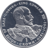 1993 SILVER PROOF ONE CROWN KING EDWARD VII - SILVER WORLD COINS - Cambridgeshire Coins