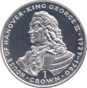 1993 SILVER PROOF ONE CROWN KING GEORGE II - SILVER WORLD COINS - Cambridgeshire Coins