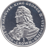1993 SILVER PROOF ONE CROWN KING GEORGE II - SILVER WORLD COINS - Cambridgeshire Coins
