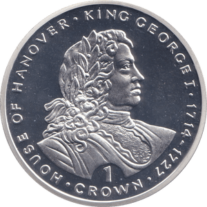 1993 SILVER PROOF ONE CROWN KING GEORGE I - SILVER WORLD COINS - Cambridgeshire Coins