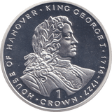 1993 SILVER PROOF ONE CROWN KING GEORGE I - SILVER WORLD COINS - Cambridgeshire Coins