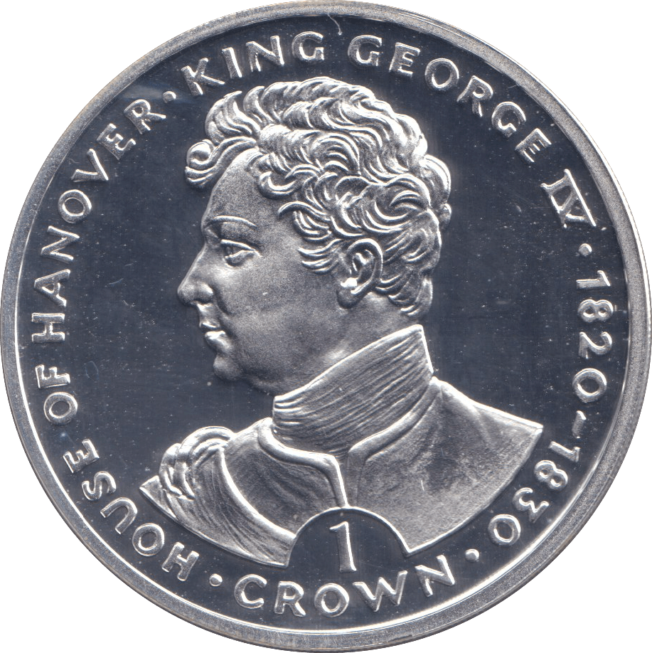 1993 SILVER PROOF ONE CROWN KING GEORGE IV - SILVER WORLD COINS - Cambridgeshire Coins