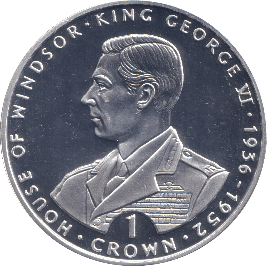 1993 SILVER PROOF ONE CROWN KING GEORGE VI - SILVER WORLD COINS - Cambridgeshire Coins