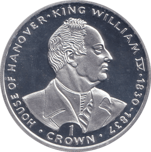 1993 SILVER PROOF ONE CROWN KING WILLIAM IV - SILVER WORLD COINS - Cambridgeshire Coins