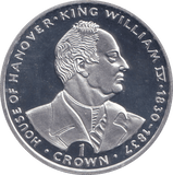 1993 SILVER PROOF ONE CROWN KING WILLIAM IV - SILVER WORLD COINS - Cambridgeshire Coins