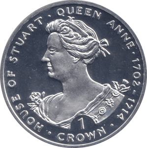 1993 SILVER PROOF ONE CROWN QUEEN ANNE - SILVER WORLD COINS - Cambridgeshire Coins