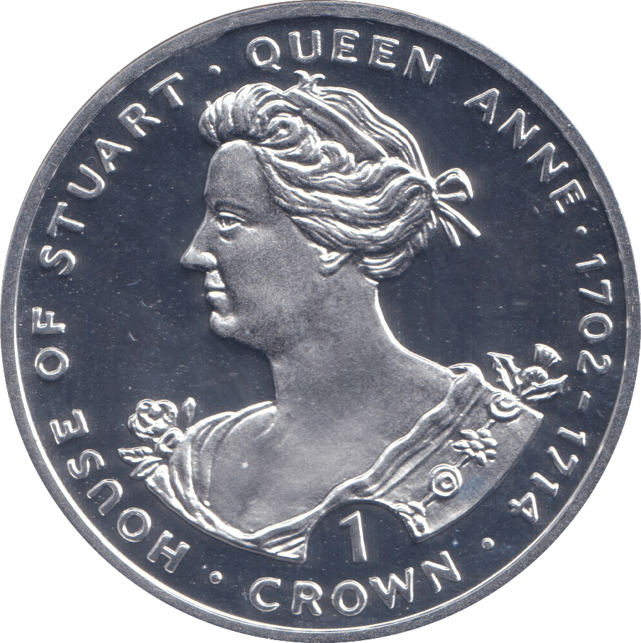 1993 SILVER PROOF ONE CROWN QUEEN ANNE - SILVER WORLD COINS - Cambridgeshire Coins