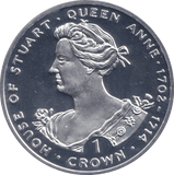 1993 SILVER PROOF ONE CROWN QUEEN ANNE - SILVER WORLD COINS - Cambridgeshire Coins