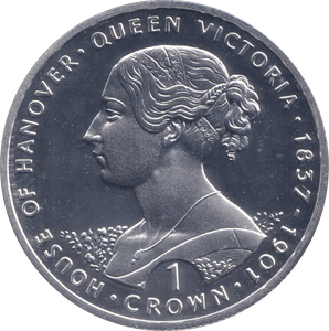 1993 SILVER PROOF ONE CROWN QUEEN VICTORIA - SILVER WORLD COINS - Cambridgeshire Coins