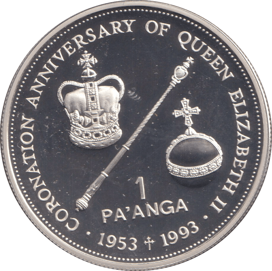 1993 SILVER PROOF ONE PA'ANGA CORONATION ANNIVERSARY - SILVER WORLD COINS - Cambridgeshire Coins