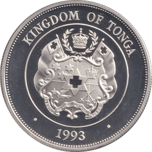 1993 SILVER PROOF ONE PA'ANGA CORONATION ANNIVERSARY - SILVER WORLD COINS - Cambridgeshire Coins