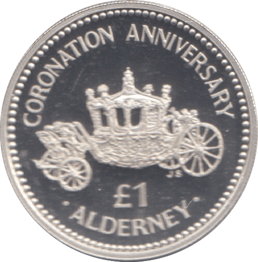 1993 SILVER PROOF ONE POUND CORONATION ANNIVERSARY ALDERNEY - £1 Silver Proof - Cambridgeshire Coins