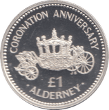 1993 SILVER PROOF ONE POUND CORONATION ANNIVERSARY ALDERNEY - £1 Silver Proof - Cambridgeshire Coins