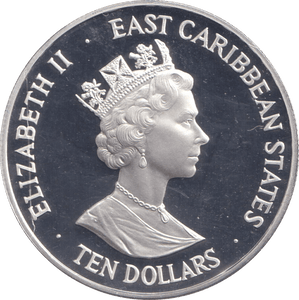 1993 SILVER PROOF TEN DOLLAR EAST CARIBBEAN STATES - SILVER WORLD COINS - Cambridgeshire Coins