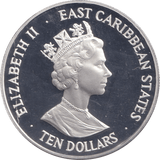 1993 SILVER PROOF TEN DOLLAR EAST CARIBBEAN STATES - SILVER WORLD COINS - Cambridgeshire Coins