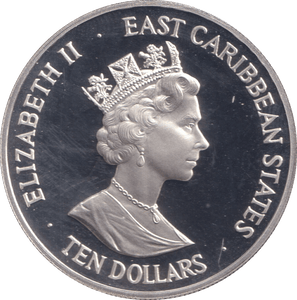 1993 SILVER PROOF TEN DOLLAR EAST CARIBBEAN STATES - SILVER WORLD COINS - Cambridgeshire Coins