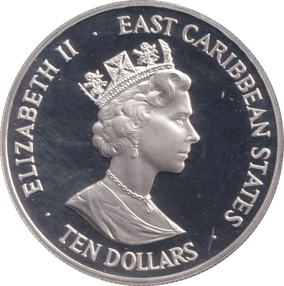 1993 SILVER PROOF TEN DOLLAR EAST CARIBBEAN STATES - SILVER WORLD COINS - Cambridgeshire Coins