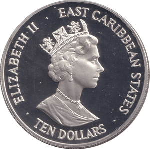 1993 SILVER PROOF TEN DOLLARS EAST CARIBBEAN STATES - SILVER WORLD COINS - Cambridgeshire Coins