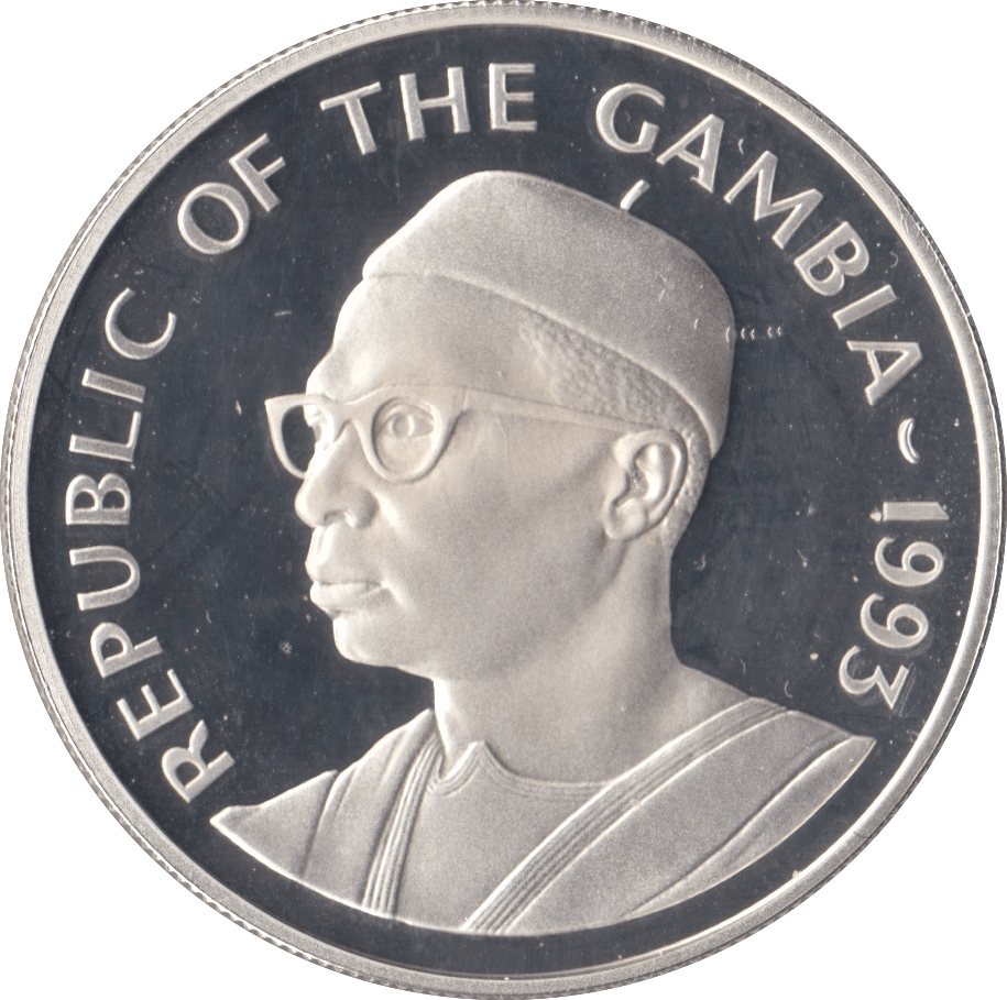 1993 SILVER PROOF TWENTY DALASIS GAMBIA - SILVER WORLD COINS - Cambridgeshire Coins