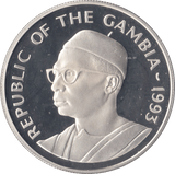 1993 SILVER PROOF TWENTY DALASIS GAMBIA - SILVER WORLD COINS - Cambridgeshire Coins