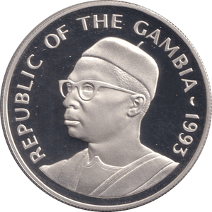 1993 SILVER PROOF TWENTY DALASIS REPUBLIC OF THE GAMBIA - SILVER WORLD COINS - Cambridgeshire Coins