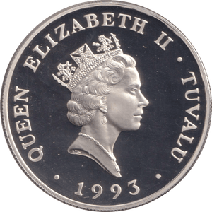1993 SILVER PROOF TWENTY DOLLAR TUVALU - SILVER WORLD COINS - Cambridgeshire Coins
