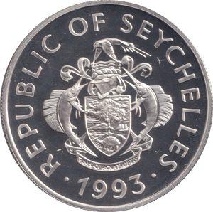 1993 SILVER PROOF TWENTY FIVE RUPEES REPUBLIC OF SEYCHELLES - SILVER WORLD COINS - Cambridgeshire Coins
