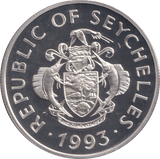 1993 SILVER PROOF TWENTY FIVE RUPEES REPUBLIC OF SEYCHELLES - SILVER WORLD COINS - Cambridgeshire Coins