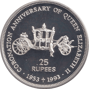 1993 SILVER PROOF TWENTY FIVE RUPEES REPUBLIC OF SEYCHELLES - SILVER WORLD COINS - Cambridgeshire Coins