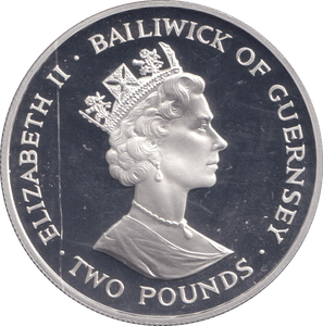 1993 SILVER PROOF TWO POUND BAILIWICK OF GUERNSEY - SILVER WORLD COINS - Cambridgeshire Coins