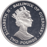 1993 SILVER PROOF TWO POUND BAILIWICK OF GUERNSEY - SILVER WORLD COINS - Cambridgeshire Coins