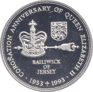 1993 SILVER PROOF TWO POUND BAILIWICK OF JERSEY - SILVER WORLD COINS - Cambridgeshire Coins