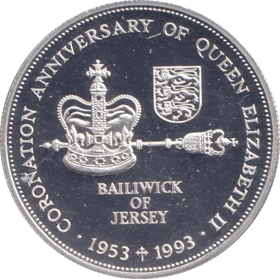 1993 SILVER PROOF TWO POUND BAILIWICK OF JERSEY - SILVER WORLD COINS - Cambridgeshire Coins