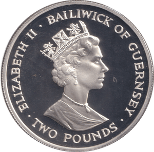 1993 SILVER PROOF TWO POUNDS BAILIWICK OF GUERNSEY - SILVER WORLD COINS - Cambridgeshire Coins