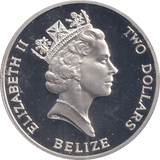 1993 SILVER TWO POUNDS BELIZE CORONATION ANNIVERSARY - SILVER WORLD COINS - Cambridgeshire Coins