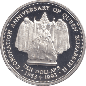 1993 TEN DOLLARS CORONATION ANNIVERSARY - WORLD COINS - Cambridgeshire Coins