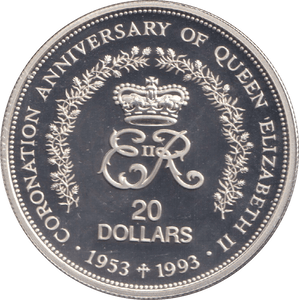 1993 TWENTY DOLLARS CORONATION ANNIVERSARY - WORLD COINS - Cambridgeshire Coins