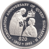 1993 TWENTY DOLLARS CORONATION ANNIVERSARY - WORLD COINS - Cambridgeshire Coins