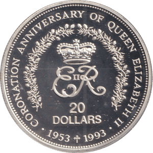 1993 TWENTY DOLLARS NIUE CORONATION ANNIVERSARY OF QUEEN ELIZABETH - SILVER WORLD COINS - Cambridgeshire Coins