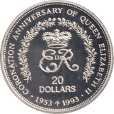 1993 TWENTY DOLLARS NIUE CORONATION ANNIVERSARY OF QUEEN ELIZABETH - SILVER WORLD COINS - Cambridgeshire Coins