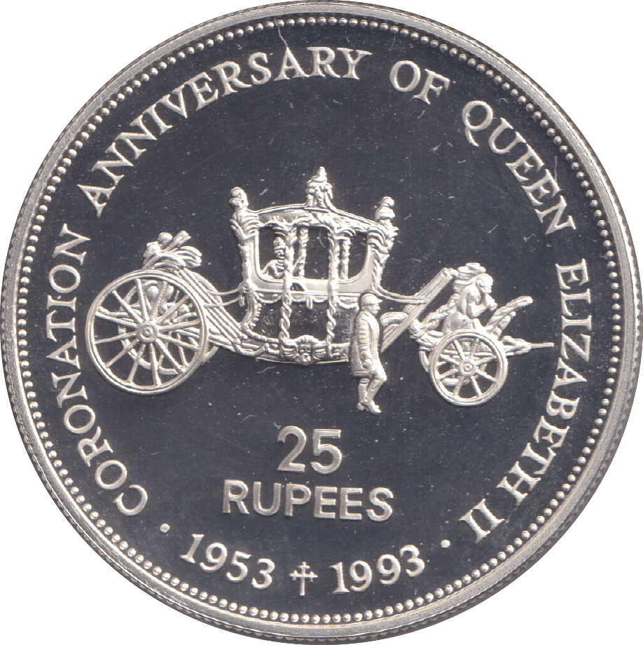 1993 TWENTY FIVE RUPEES CORONATION ANNIVERSARY - WORLD COINS - Cambridgeshire Coins