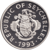 1993 TWENTY FIVE RUPEES REPUBLIC OF SEYCHELLES ANNIVERSARY OF CORONATION OF ELIZABETH - SILVER WORLD COINS - Cambridgeshire Coins