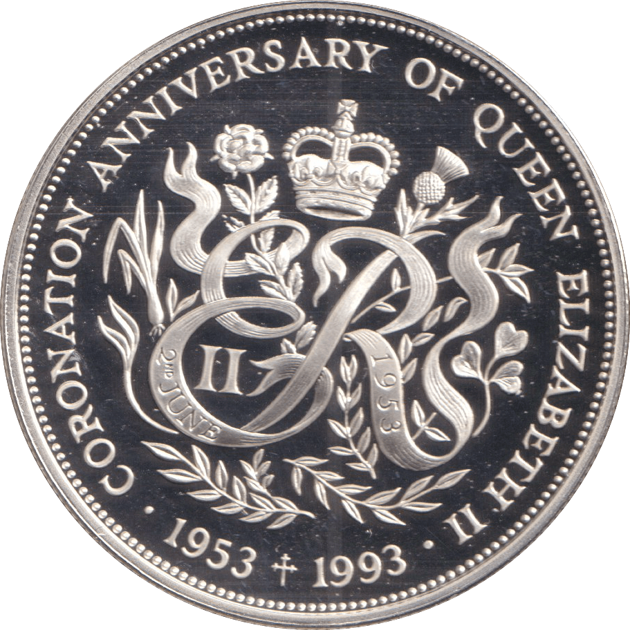 1993 TWO POUNDS BAILIWICK OF GUERNSEY CORONATION ANNIVERSARY - SILVER WORLD COINS - Cambridgeshire Coins