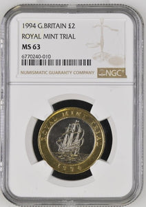 1994 £2 ROYAL MINT TRIAL GREAT BRITAIN ( NGC ) MS 63 - NGC CERTIFIED COINS - Cambridgeshire Coins