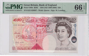 1994 £50 FIFTY POUNDS BANKNOTE M. LOWTHER PICK# 388b B385 (PMG) 66 - £50 Banknotes - Cambridgeshire Coins
