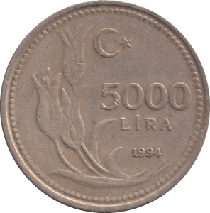 1994 5000 LIRA TURKEY - Cambridgeshire Coins