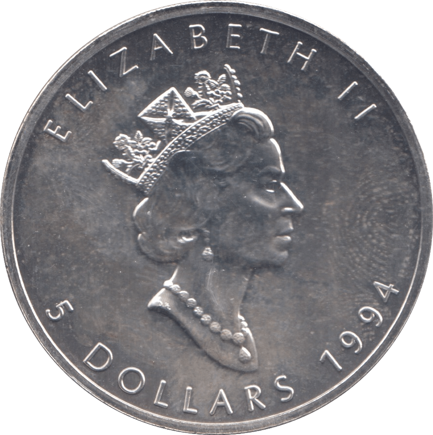 1994 CANADA SILVER FIVE DOLLARS - SILVER WORLD COINS - Cambridgeshire Coins