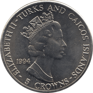 1994 FIVE CROWNS TURKS AND CAICOS F612 - WORLD COINS - Cambridgeshire Coins
